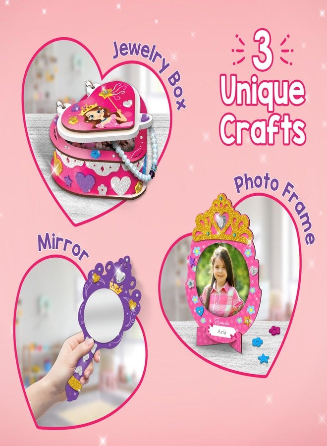 Smartivity Little Princess Craft Box for Girls|DIY Art & Craft Kit to Make Jewellery Box,Mirror & Frame|Age 4-8 Years|Kids Craft Activity Set with Gems & Glitter|Birthday Gift for Kids,Multicolor - Image 3